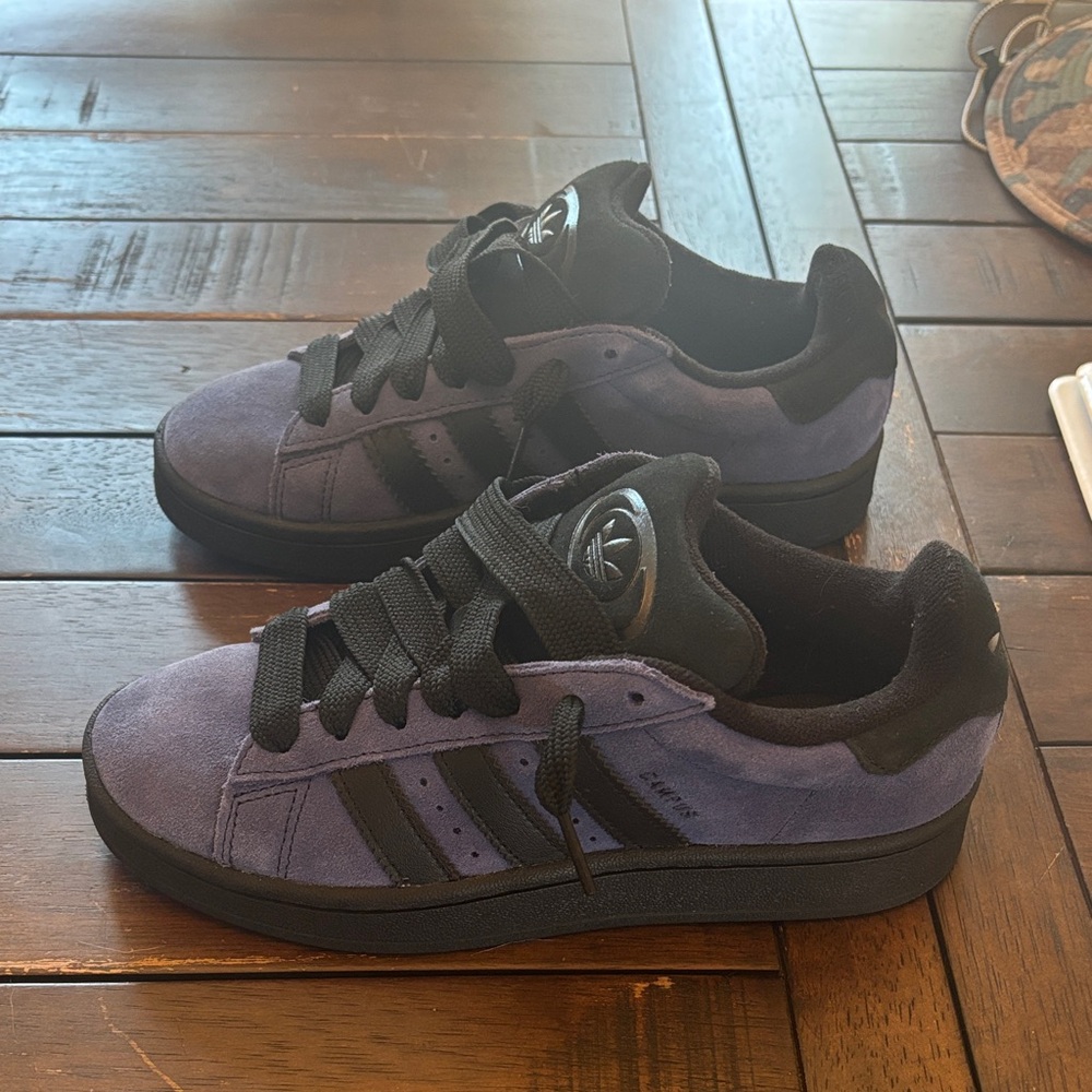 adidas Kids blue and Black Suede Sneakers